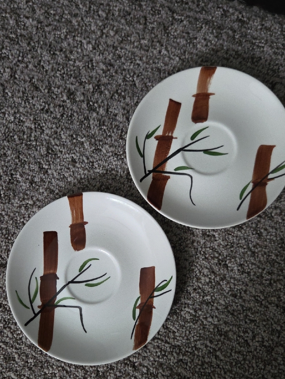 Vintage 1950s American Heritage Bamboo Teacup Saucers, Set Of 2